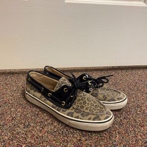 Sperry Cheetah Print/Black Patent Boat Shoes
